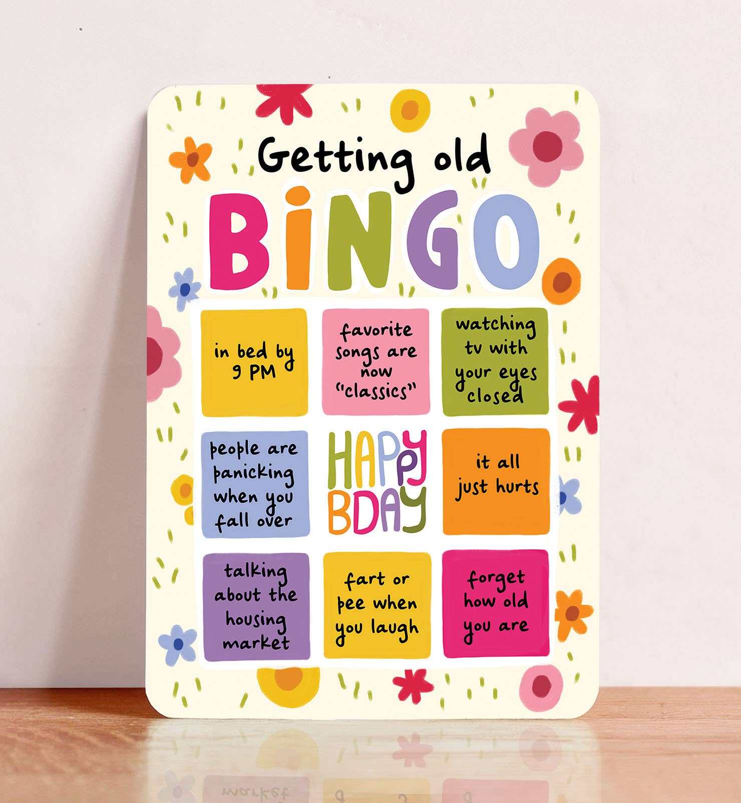 Kaart felicitatie verjaardag grappig bingo oud | Kaart Aniet Illustration